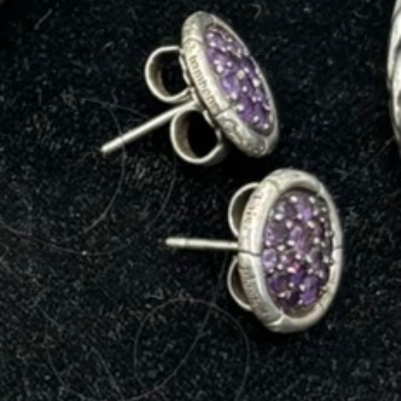 John Hardy Sterling Silver Kali Pebble Amethyst Charm Hoop  JOHN HARDY Kali Pebble Amethyst Earrings
